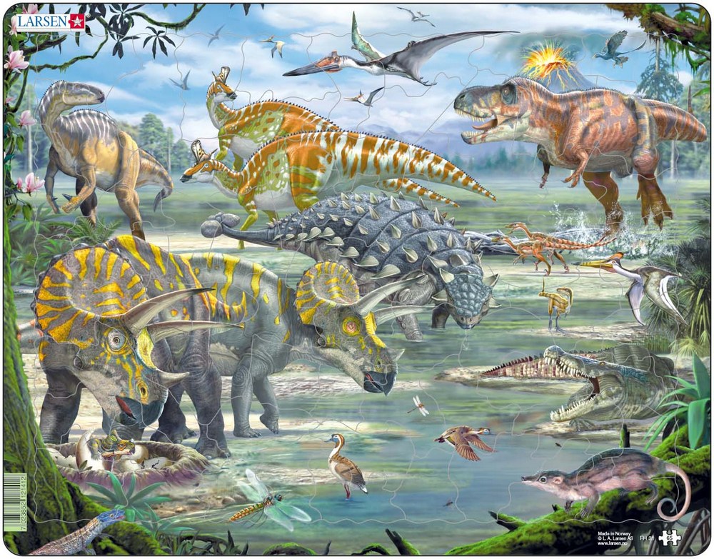 Dinosaurer - Rammepuslespil, 65 brikker