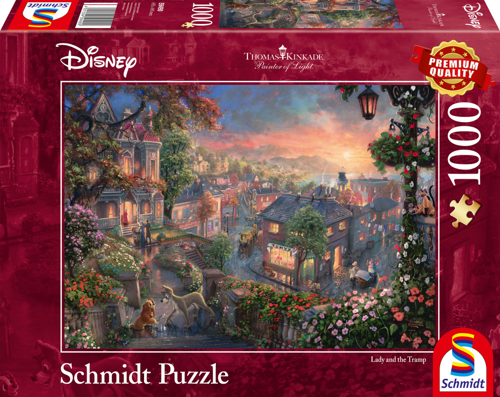 Disney: Kinkade - Lady og Vagabonden, 1000 brikker