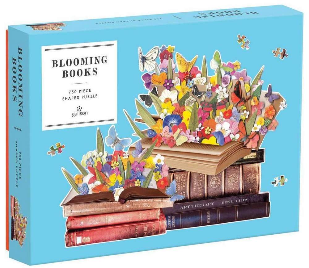 Blomstrende bøger - Formet motiv, 750 brikker