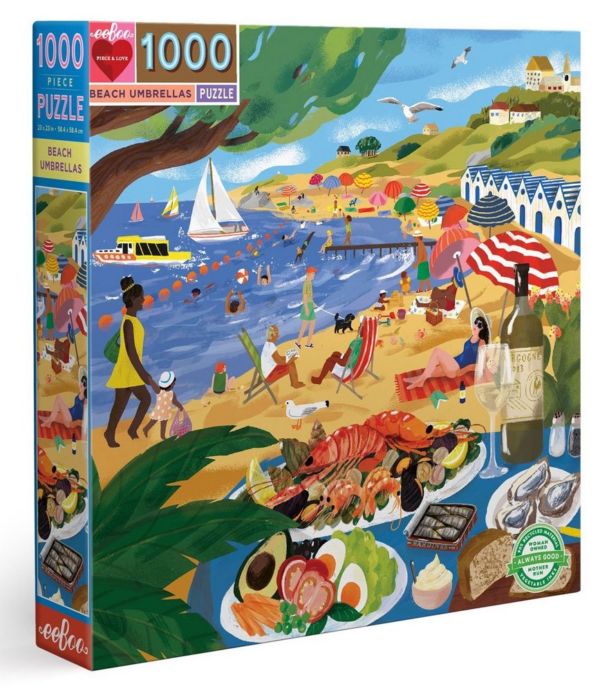 Parasoller på stranden, 1000 brikker