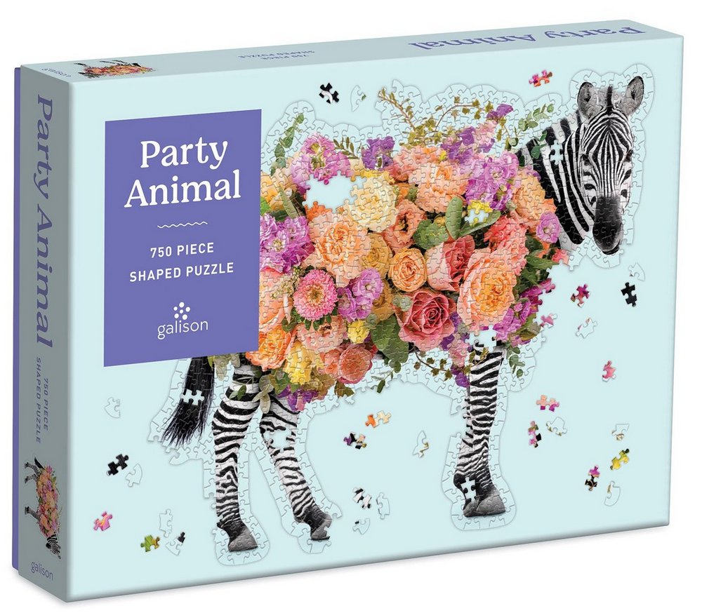 Zebra med blomster - Formet motiv, 750 brikker