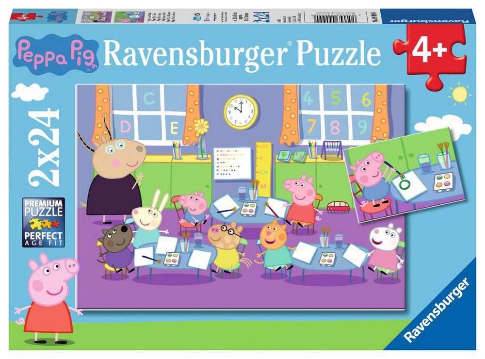 Ravensburger Puslespil - Gurli Gris: I skole, 2x24 brikker