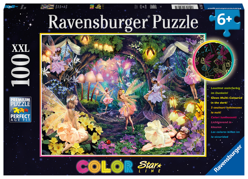 Ravensburger Puslespil - Feernes have - Lyser i mørke, 100 brikker
