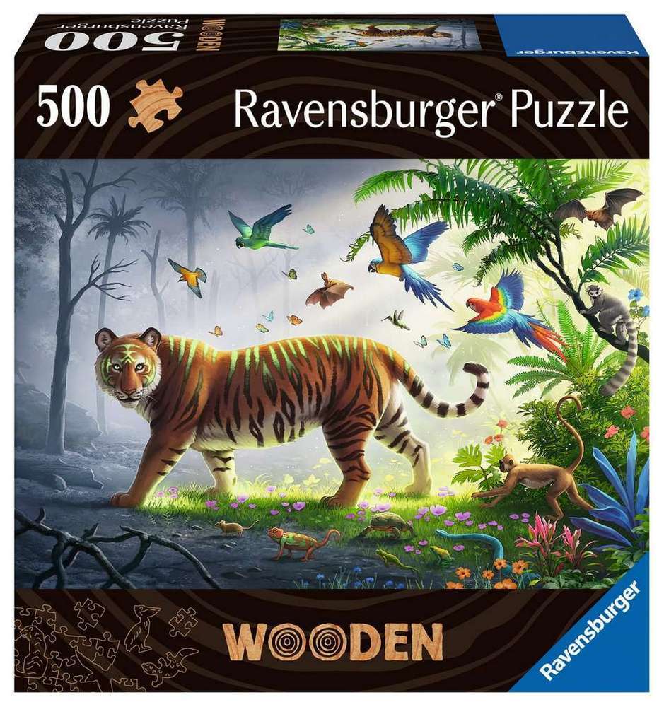 Ravensburger Puslespil - Tiger - Træpuslespil, 500 brikker