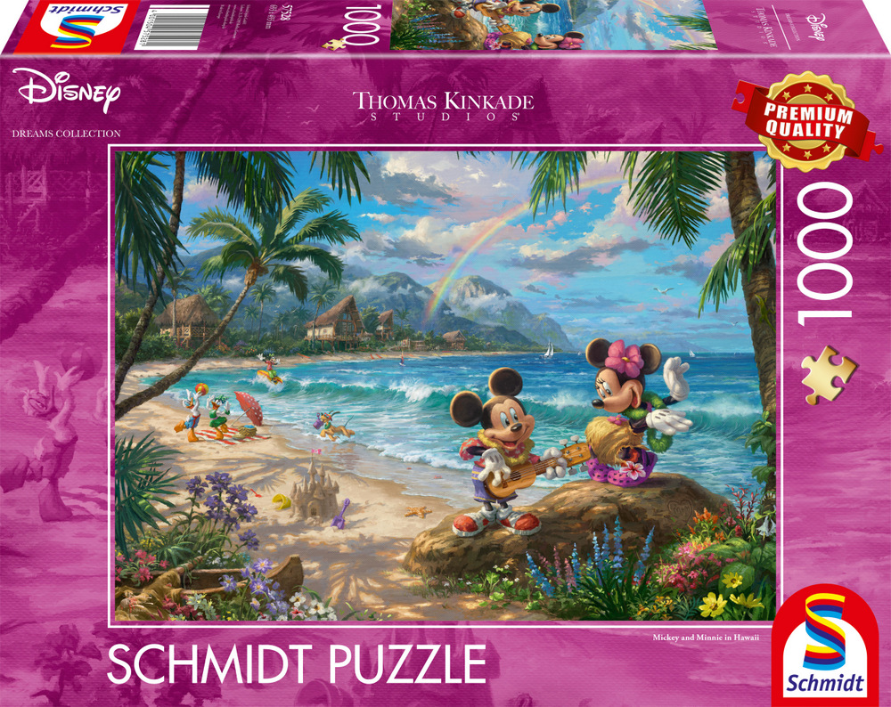 Disney: Kinkade - Mickey & Minnie i Hawaii, 1000 brikker
