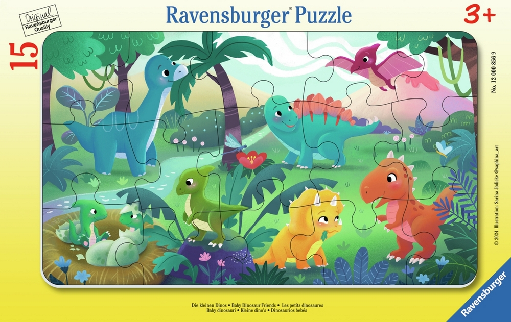 Ravensburger Puslespil - Baby dinosaurer - Rammepuslespil, 15 brikker