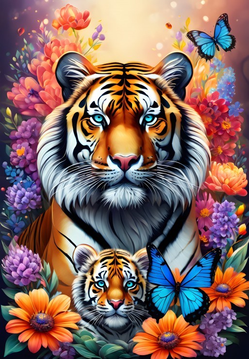 Dyr: Mor og unge - Tigre, 1000 brikker