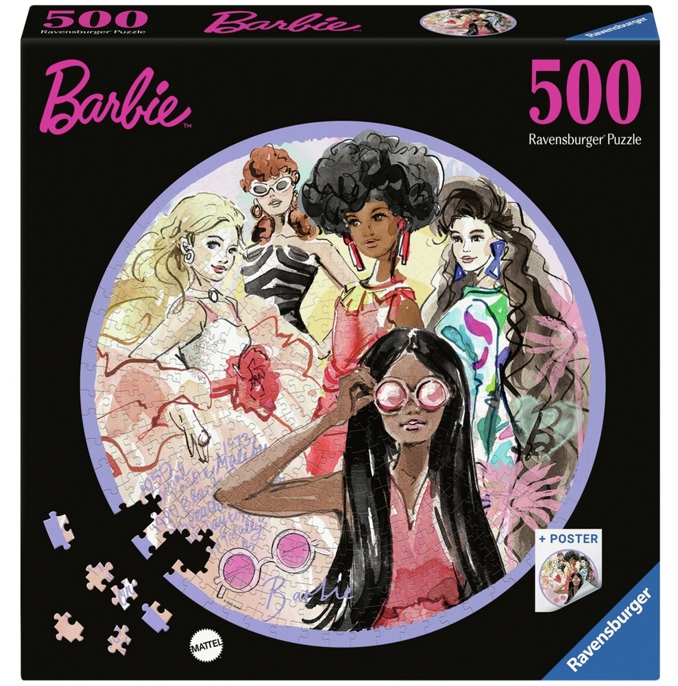 Ravensburger Puslespil - Barbie - Rundt puslespil, 500 brikker