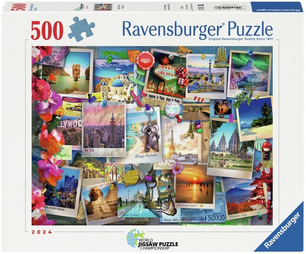 Ravensburger Puslespil - Collage: Rejs verden rundt, 500 brikker