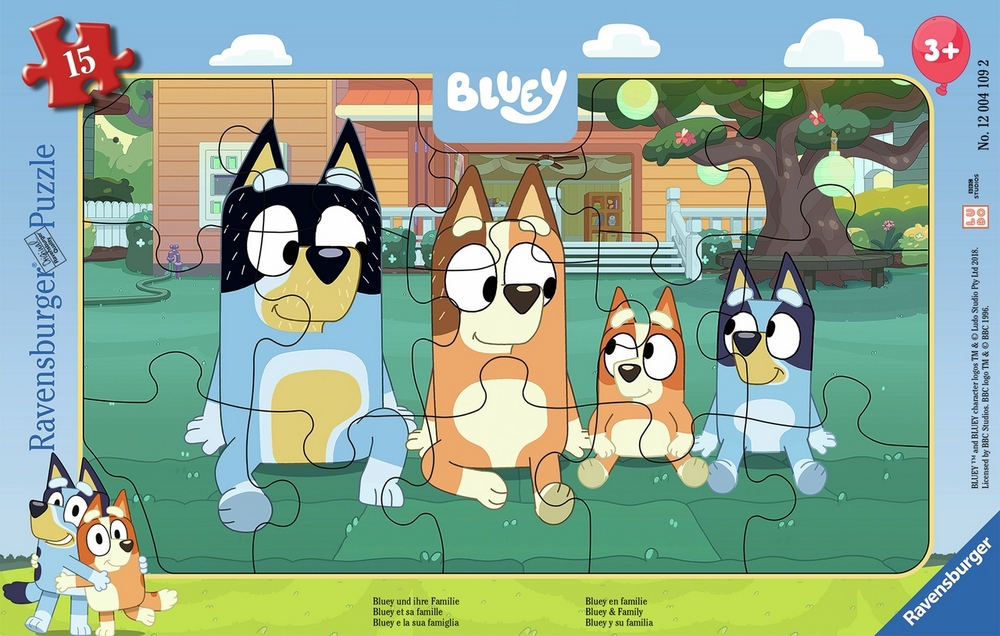 Ravensburger Puslespil - Bluey: Familien - Rammepuslespil, 15 brikker
