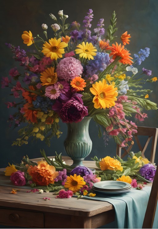 Farverig blomsterdekoration, 1000 brikker