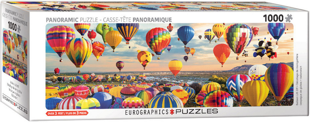 Farverige luftballoner - Panorama, 1000 brikker