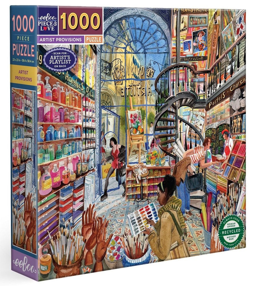 En farverig kunstbutik, 1000 brikker