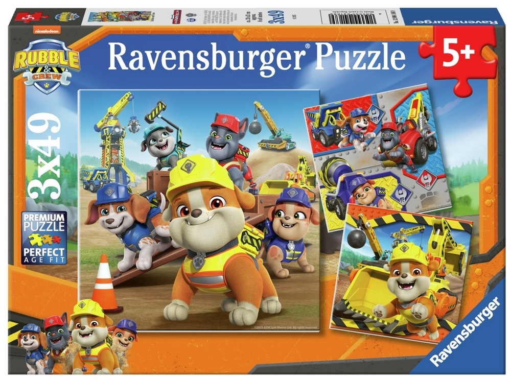 Ravensburger Puslespil - Paw Patrol: Rubble & Crew, 3x49 brikker