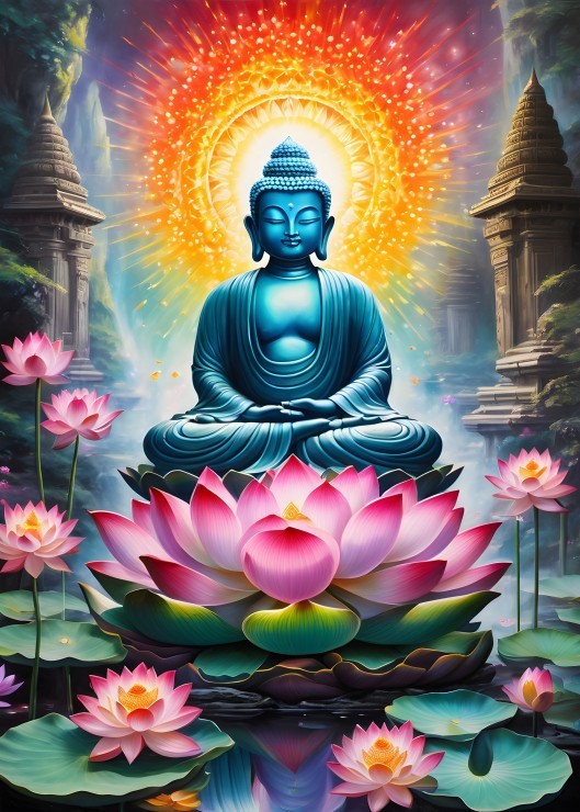 Blå Buddha figur, 500 brikker