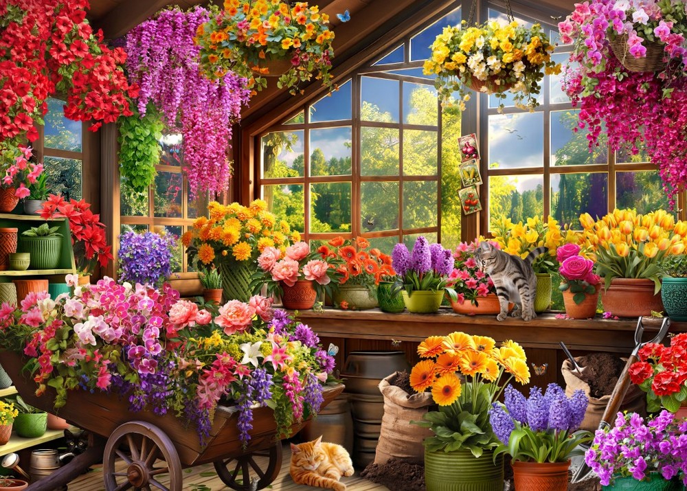 Blomsterdrømme i drivhuset, 500 brikker