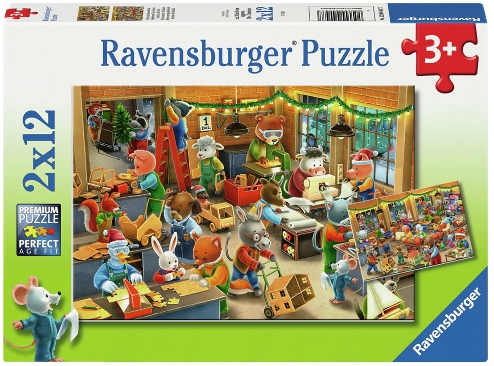 Ravensburger Puslespil - Juleværkstedet, 2x12 brikker