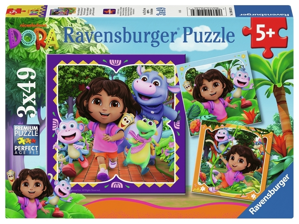 Ravensburger Puslespil - Dora Udforskeren, 3x49 brikker