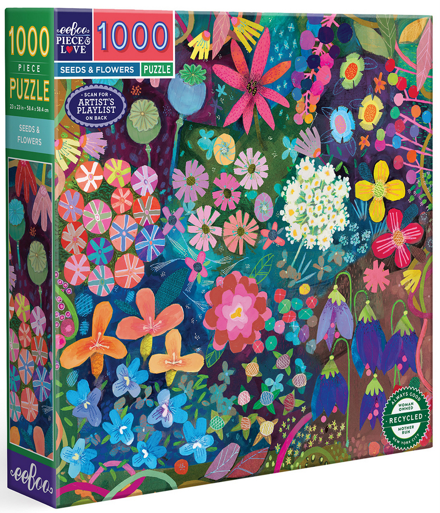 Farverig blomstereng, 1000 brikker