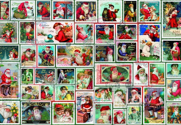 Behr: Frimærker med julemanden, 1000 brikker