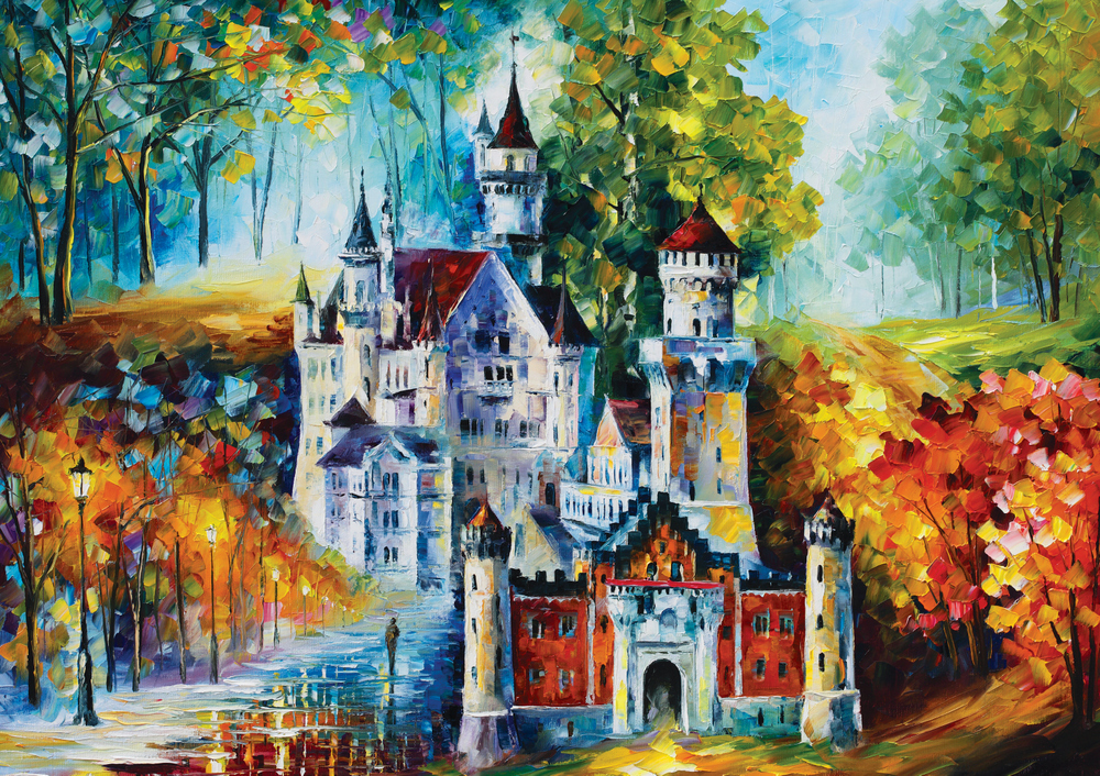 Afremov: Efterårsmagi ved Neuschwanstein, 1500 brikker