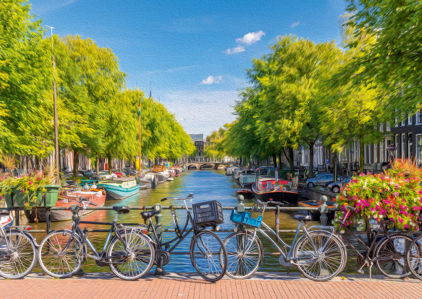 Amsterdam: Kanaler og cykler, 2000 brikker