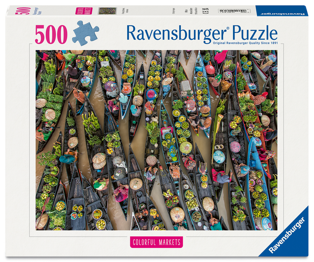Ravensburger Puslespil - Indonesien: Det flydende marked, 500 brikker