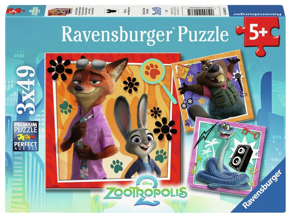 Ravensburger Puslespil - Disney: Zootropolis 2, 3x49 brikker
