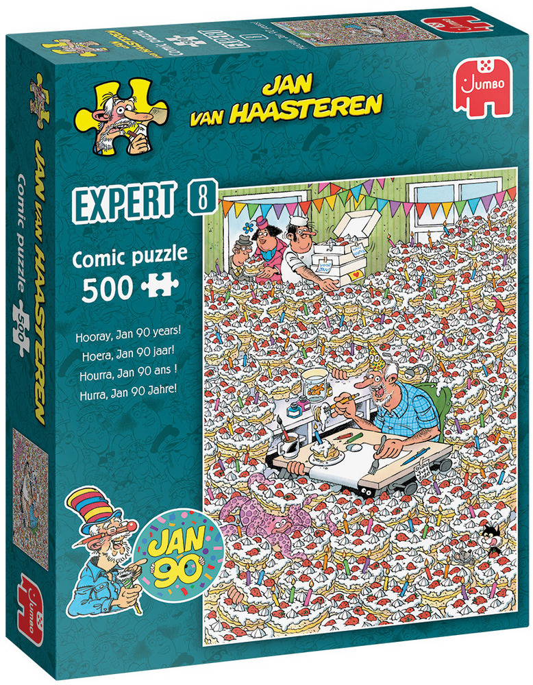Jan Van Haasteren Puslespil - Hurra, Jan 90 år, 500 brikker