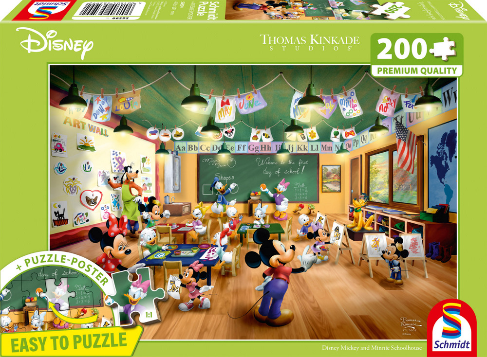 Disney: Kinkade - Mickey og Minnie i klasseværelset, 200 brikker