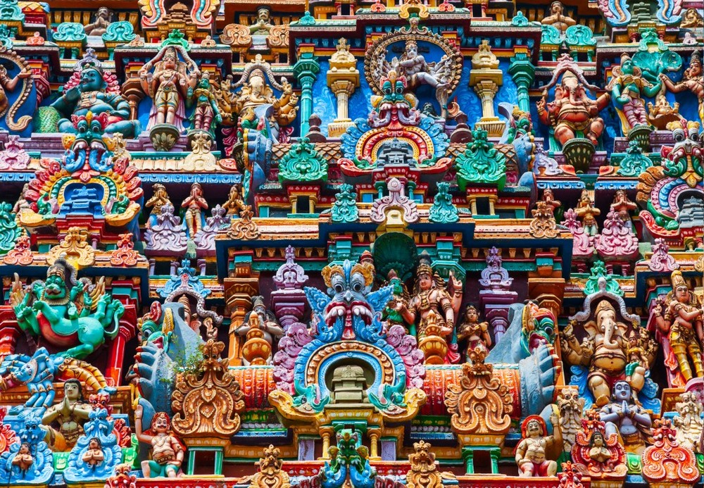 Indien: Hinduistisk tempel, 1000 brikker