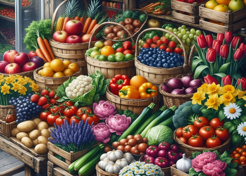 Farverig markedsdag, 500 brikker