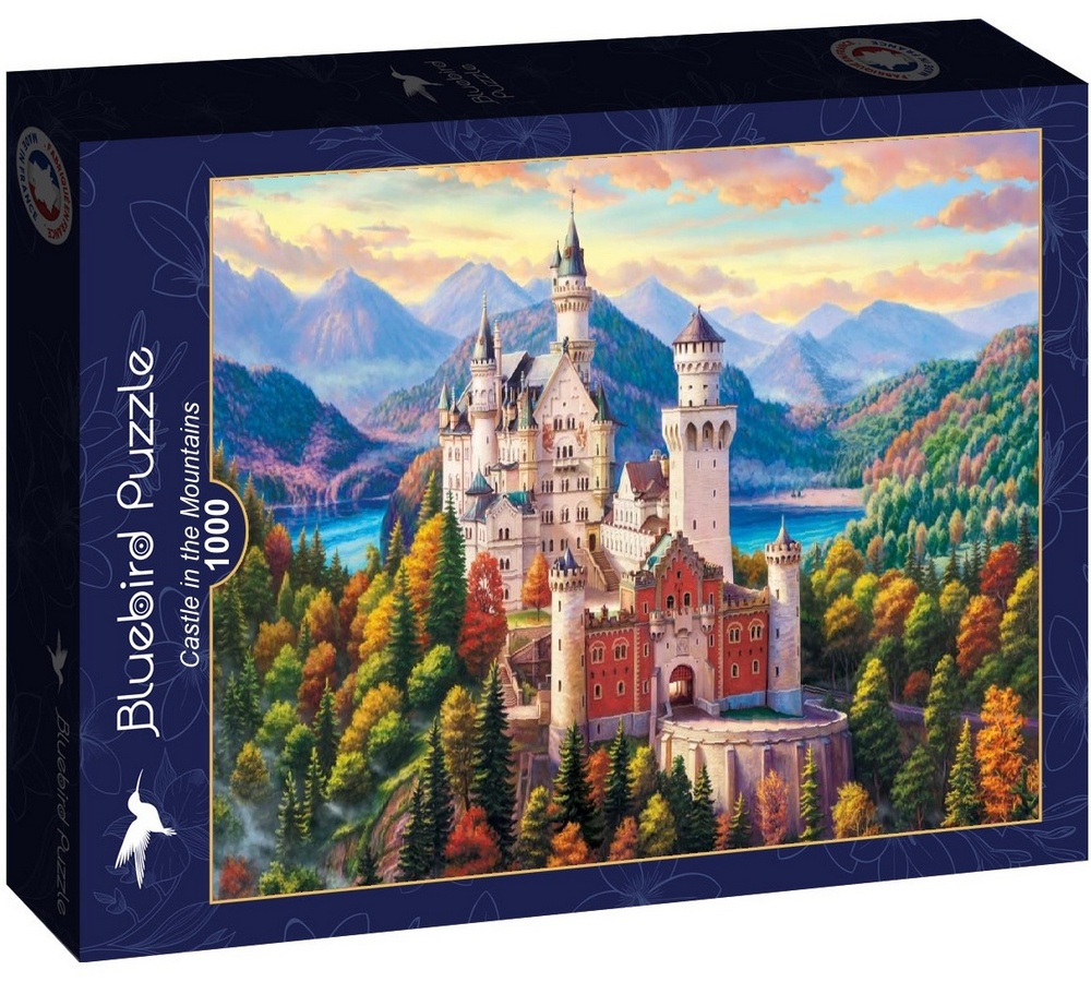 Neuschwanstein i solskin, 1000 brikker