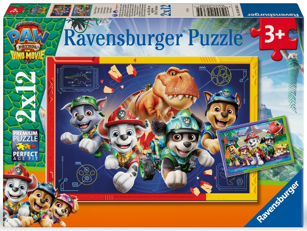 Ravensburger Puslespil - Paw Patrol: Dino Filmen, 12 brikker