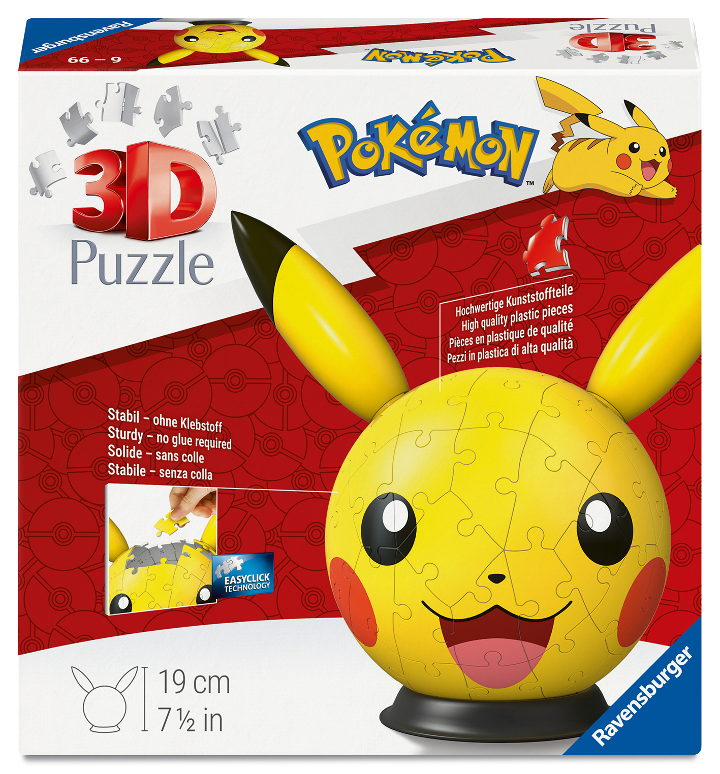 Ravensburger Puslespil - 3D: Pokemon - Pikachu, 72 brikker