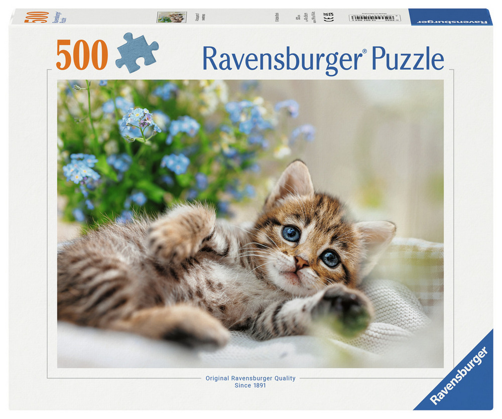 Ravensburger Puslespil - Bløde poter og blå blomster, 500 brikker