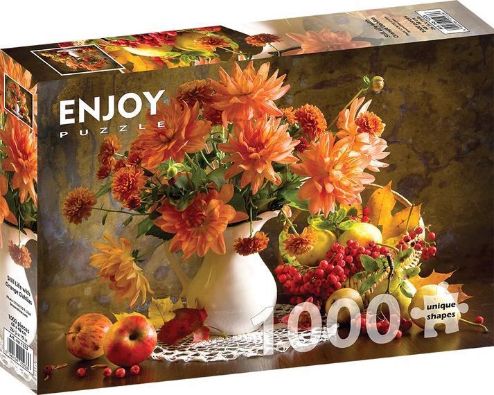 Stilleleben med dahlia, 1000 brikker