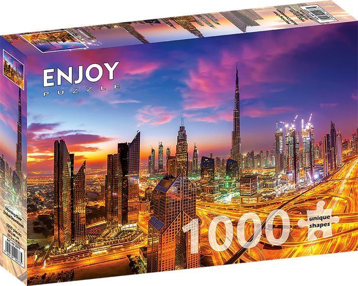 Solopgang over Dubai, 1000 brikker