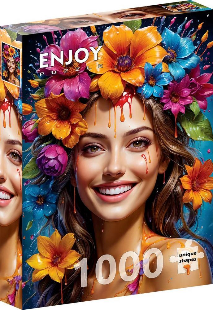 Kvinden med blomsterkrans i håret, 1000 brikker