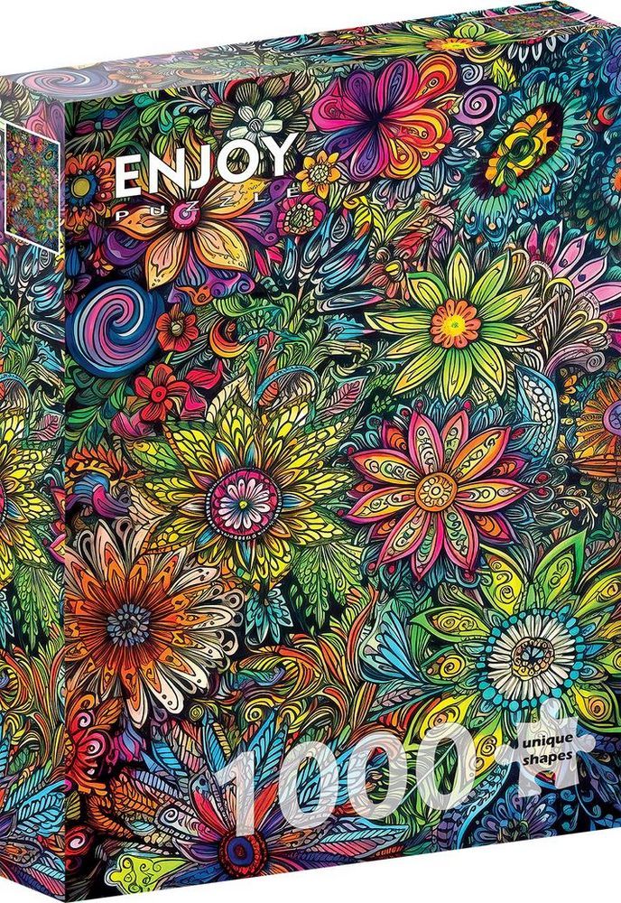 Farverig blomsterfest, 1000 brikker