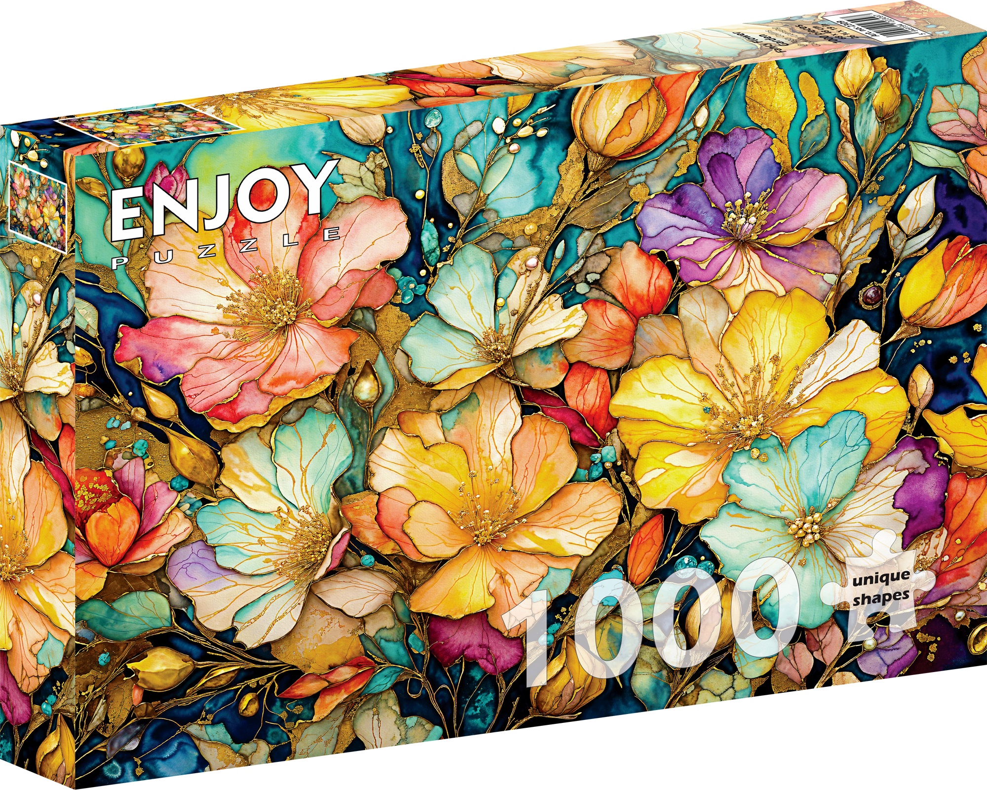 Blomsterdrøm i akvarel, 1000 brikker