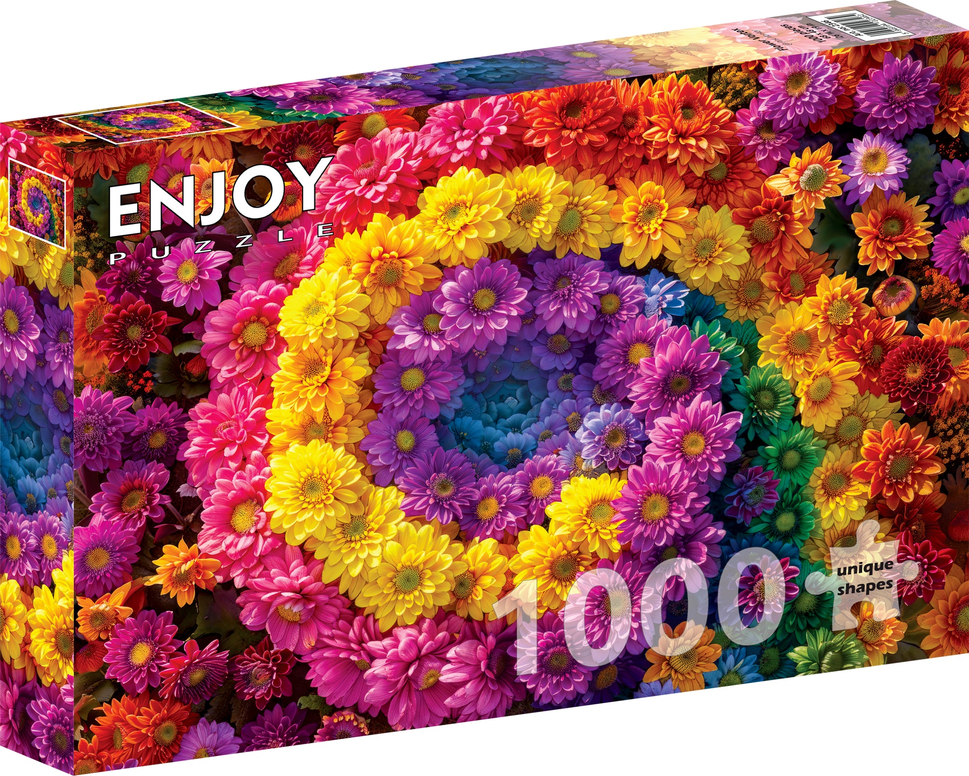Farverig blomsterhvirvel, 1000 brikker
