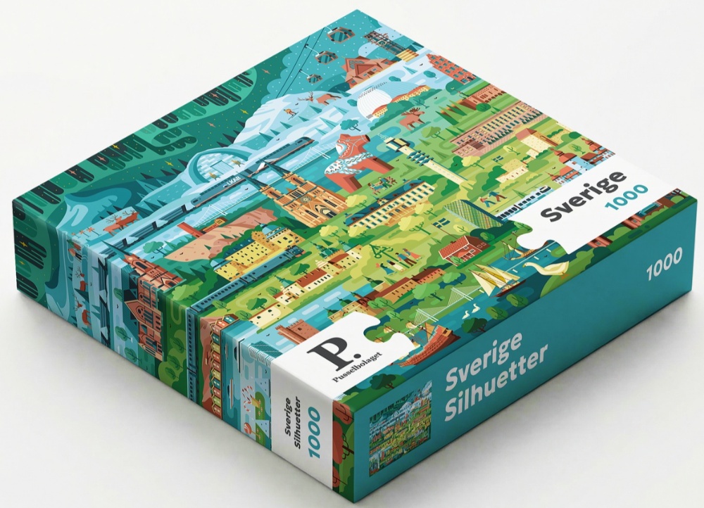 Sverige silhuetter: Sverige, 1000 brikker
