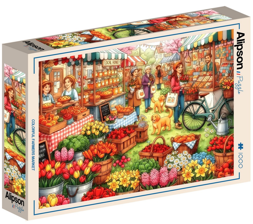 Blomster og brød på markedet, 1000 brikker