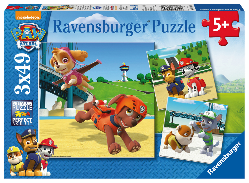 Ravensburger Puslespil - Paw Patrol, 3x49 brikker