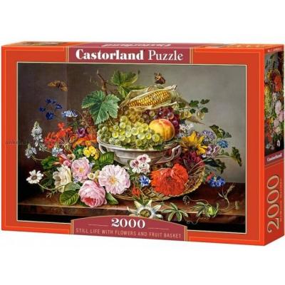 Stilleben med blomster og frugt, 2000 brikker