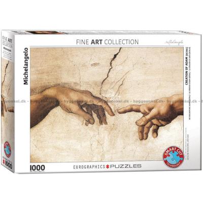 Michelangelo: Adams skabelse (Detaljeret), 1000 brikker
