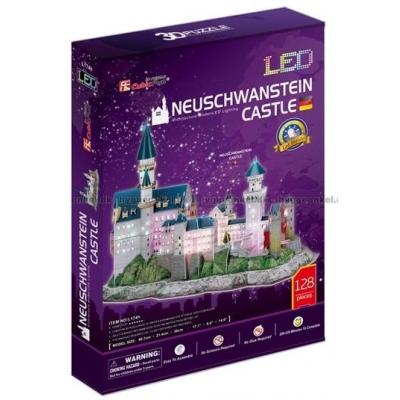 3D: Neuschwanstein slottet - Med lys, 128 brikker