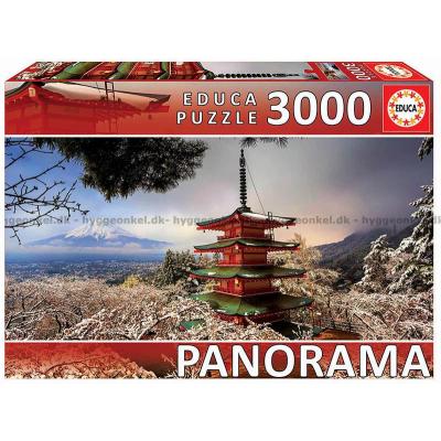 Japan: Mount Fuji og Chureti pagoden - Panorama, 3000 brikker