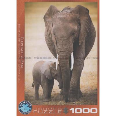 Elefant: Mor og unge, 1000 brikker